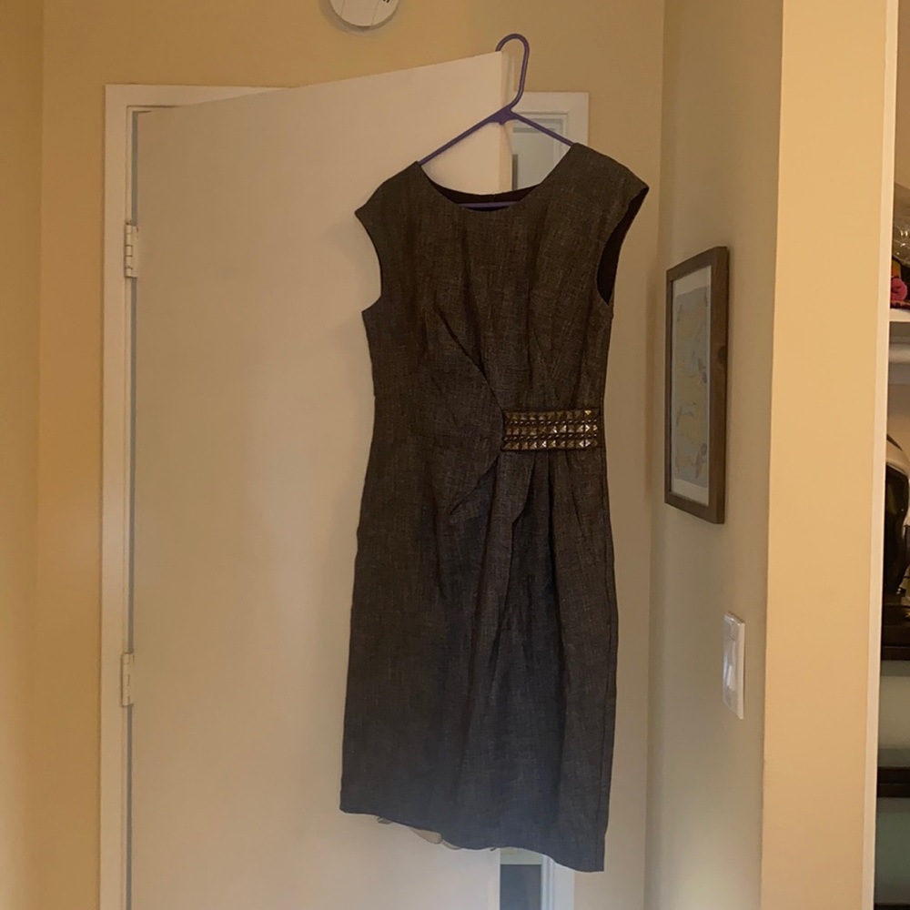 Modern Grey Office Dress with Studs